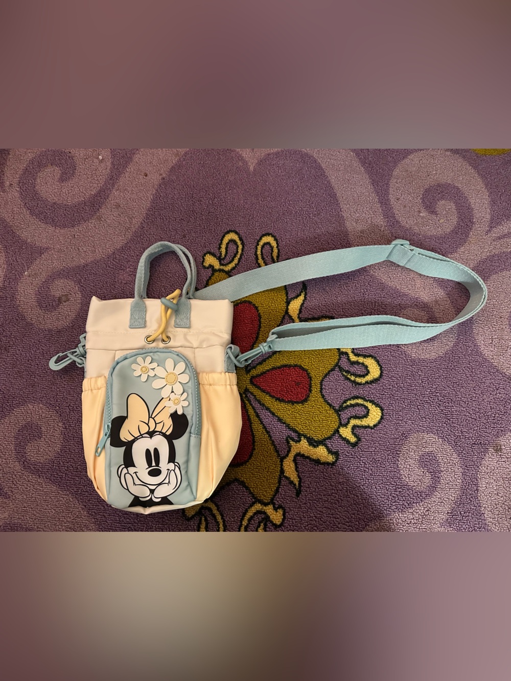 Minnie Mouse Pastel Water Bottle Bag - Yellow & Light Blue